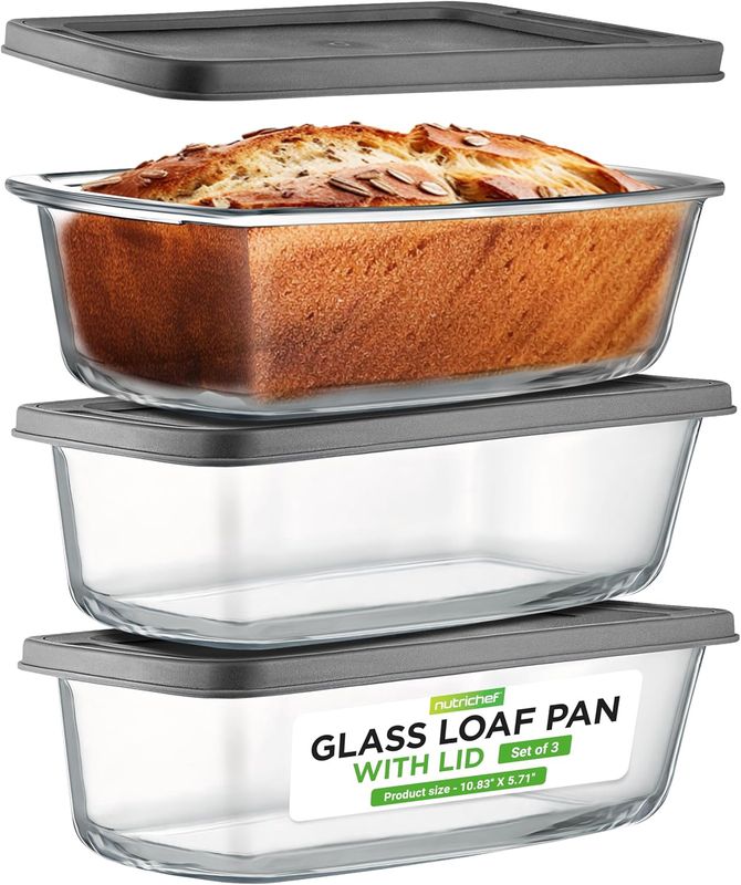 Lot de 3  plat en verre rectangulaires avec couvercle
