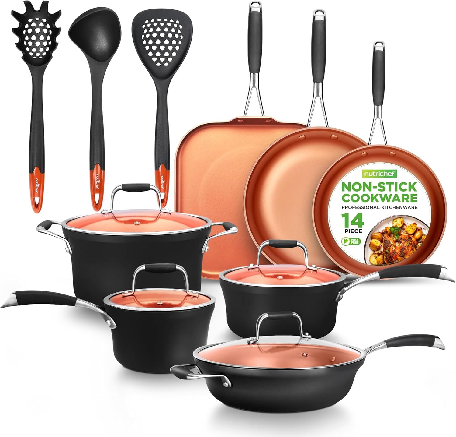 Ensemble 14 casseroles et poêles antiadhésives