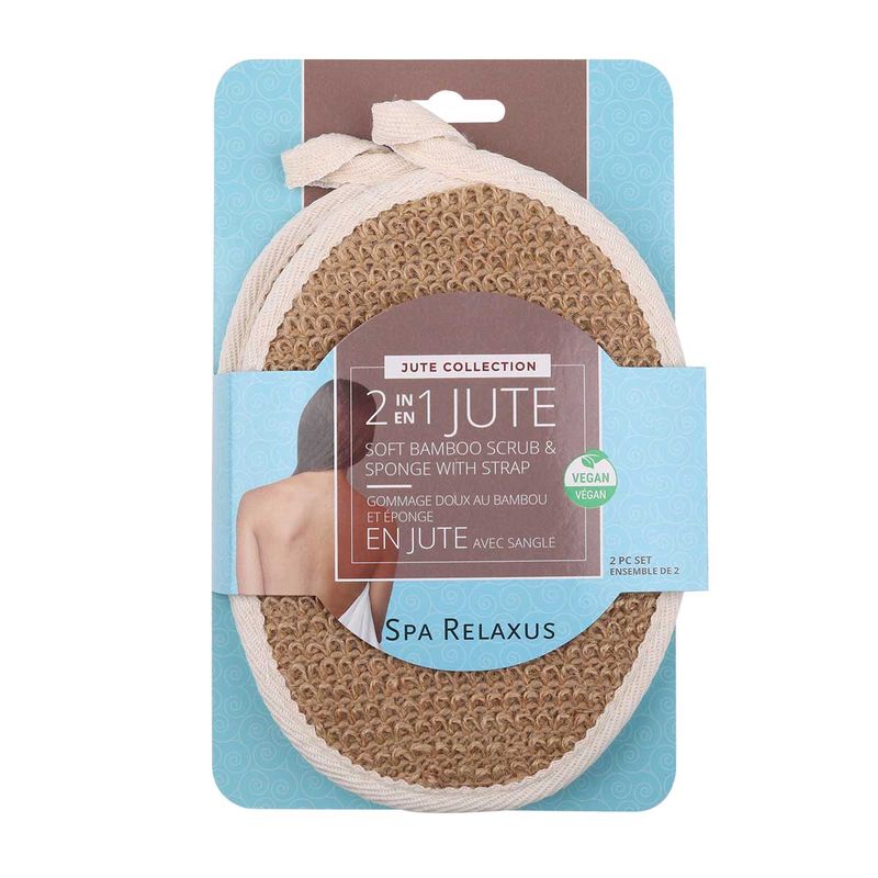 Gomme doux au bambou et Éponge en jute avec Sangle