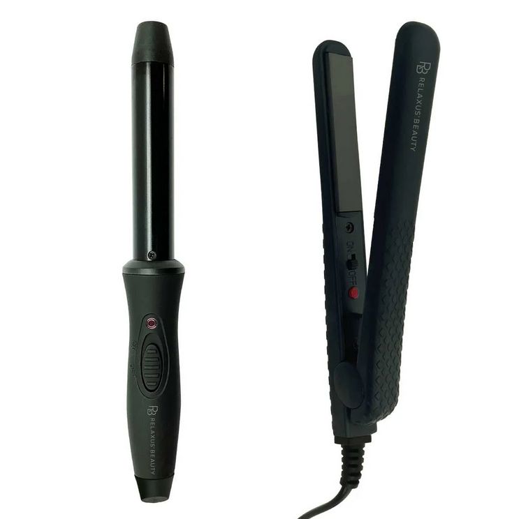 Mini baguette à friser + Mini fer à lisser- Noir