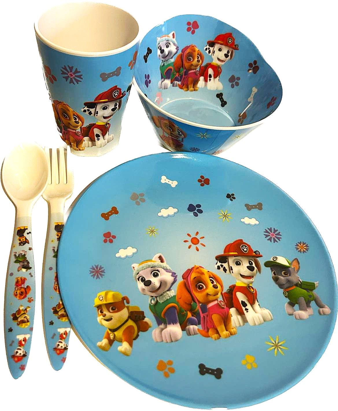 Ensemble 5 Mcx en Mélamine pour les Repas- Pat Patrouille
