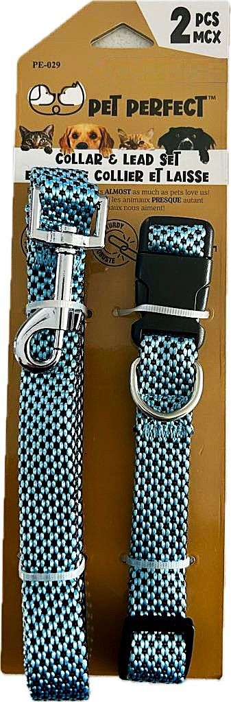 Ensemble collier et laisse- Bleu/ Médium
