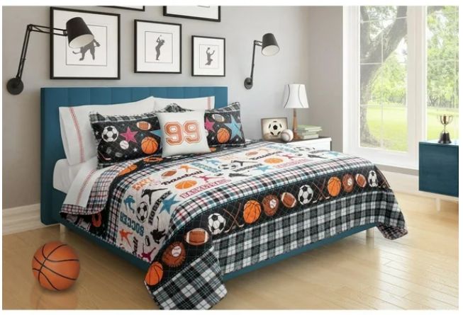 Ensemble de courtepointe Lit Double- All Star Noir