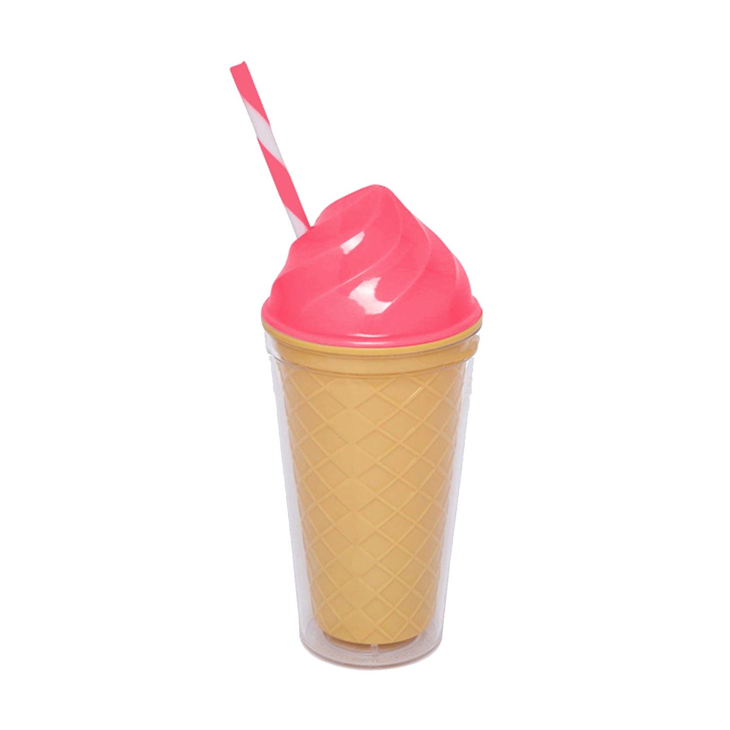 Tasse à double parois avec paille - Crème glacée corail
