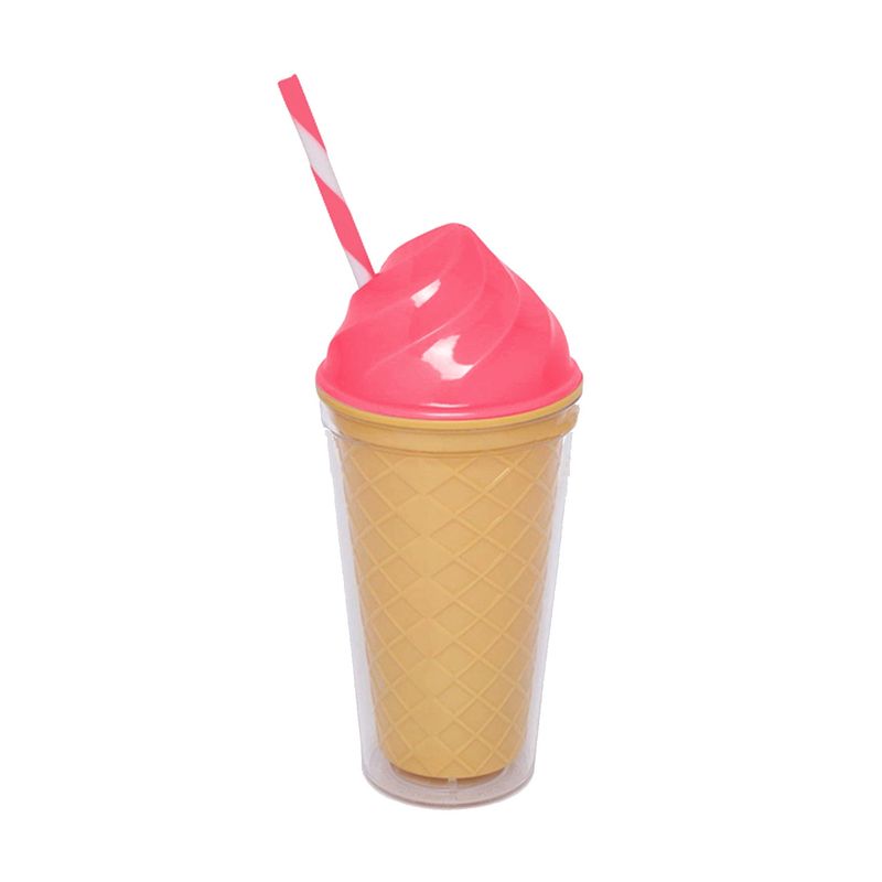 Tasse à double parois avec paille - Crème glacée corail