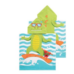Serviette de plage juvénile avec capuchon- Croco
