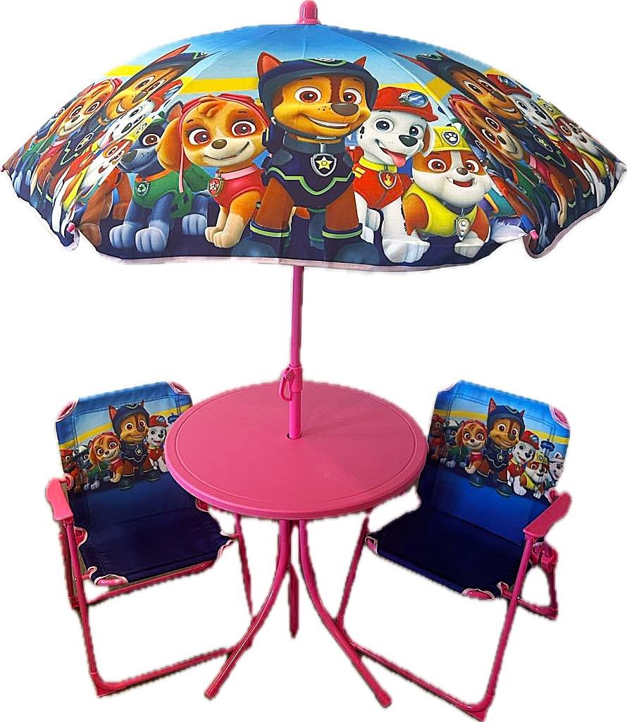 Ensemble de table parasol avec deux chaises- Pat Patrouille