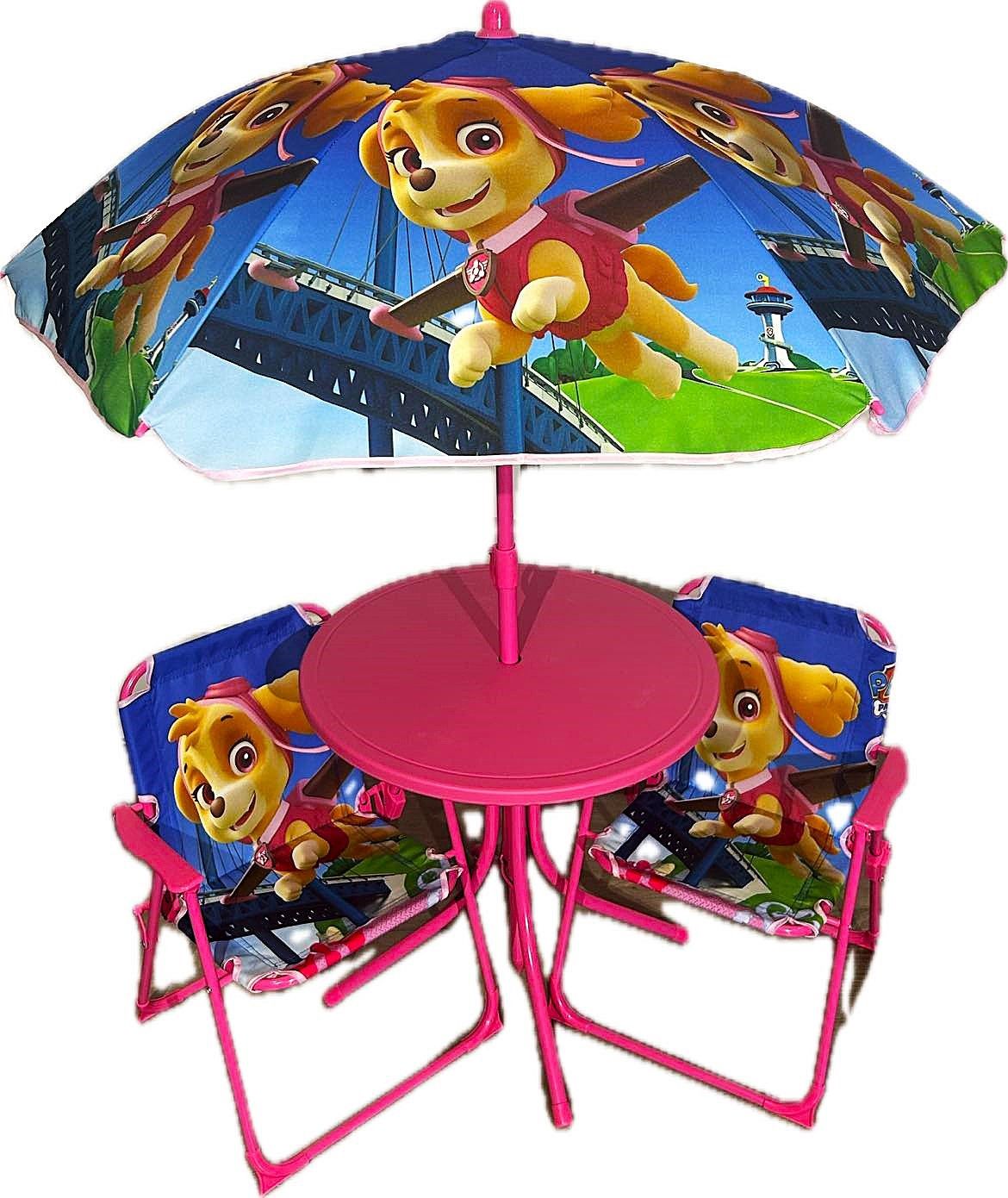 Ensemble de table parasol avec deux chaises- Pat patrouille Stela