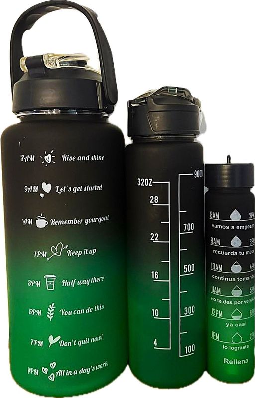 Trio de bouteille d&#39;eau (Vert/Noir)