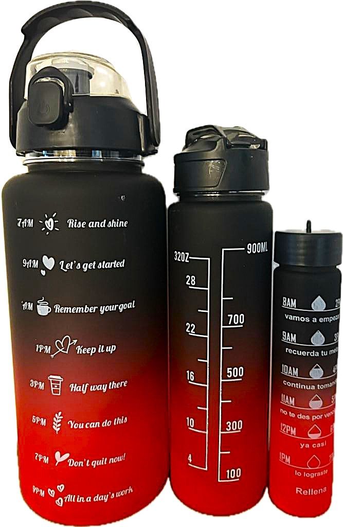 Trio de bouteille d&#39;eau (Rouge/Noir)