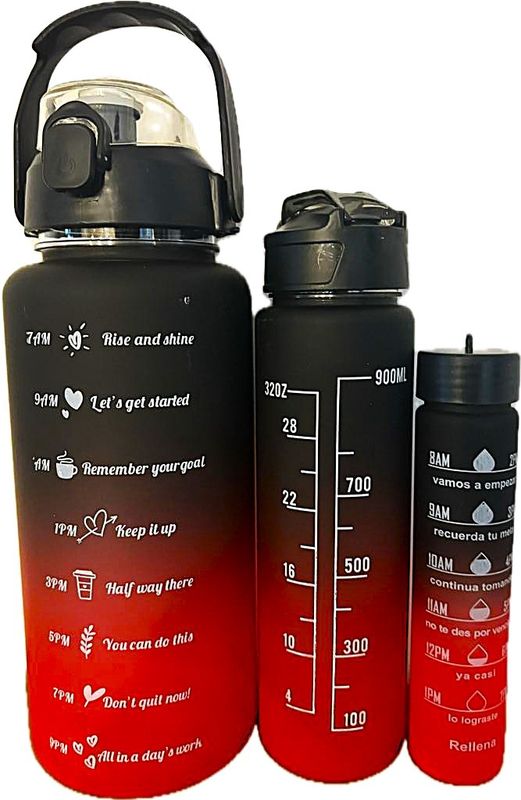Trio de bouteille d&#39;eau (Rouge/Noir)