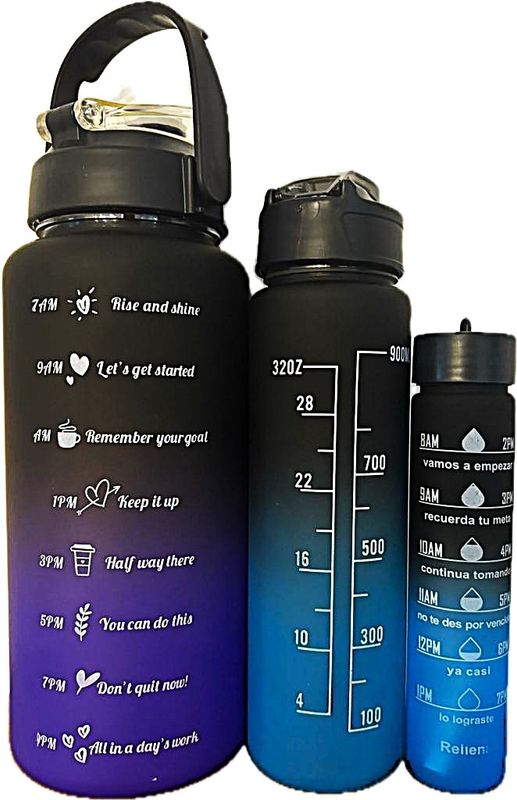 Trio de bouteille d&#39;eau (Mauve/ Noir)