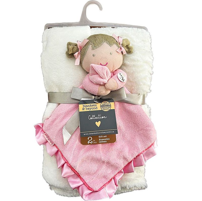 Ensemble couverture et toutou- Poupée Rose