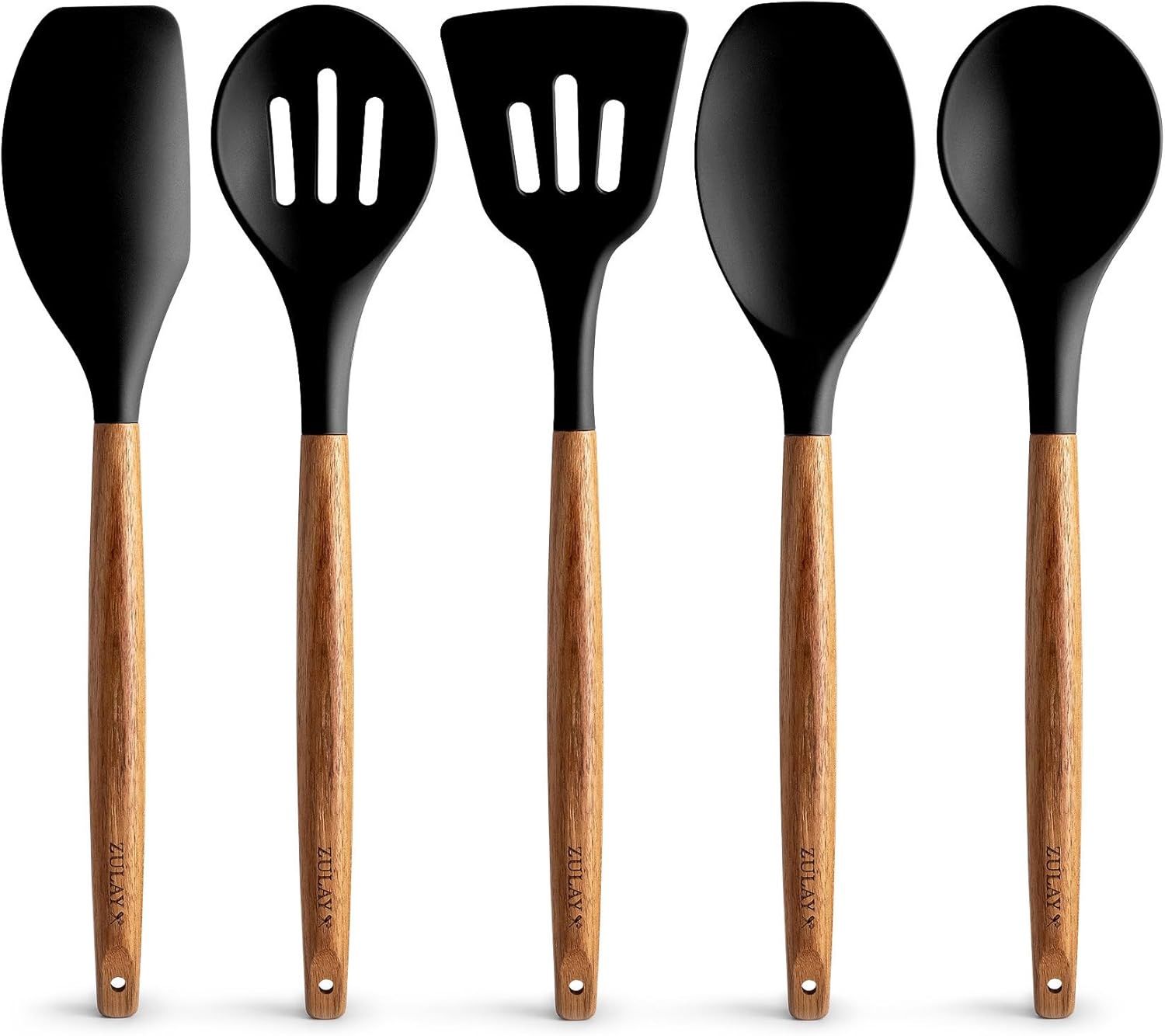 Ensemble d&#39;ustensiles de cuisine en silicone 5 Pièces- Noir