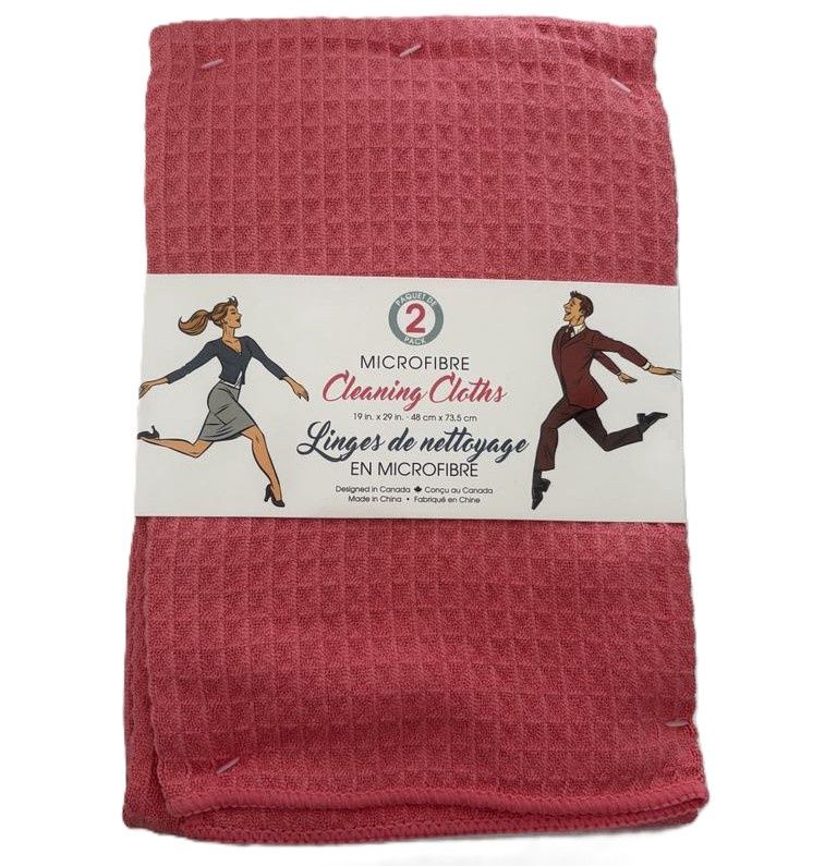 Linges de nettoyage en microfibre- Corail/ Blanc