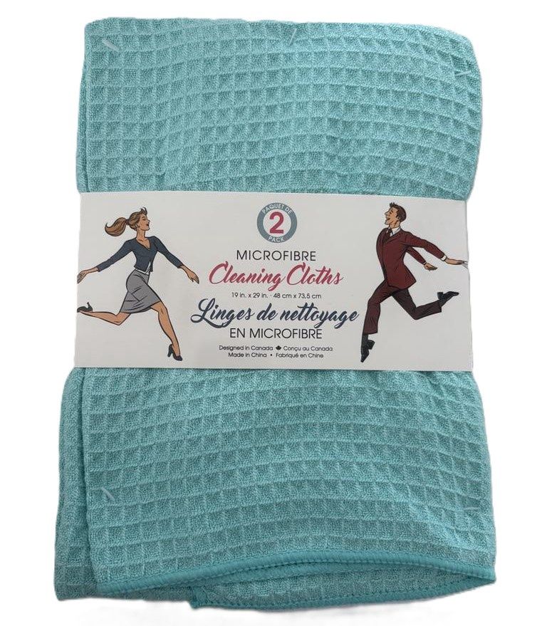 Linges de nettoyage en microfibre- Turquoise/ Blanc