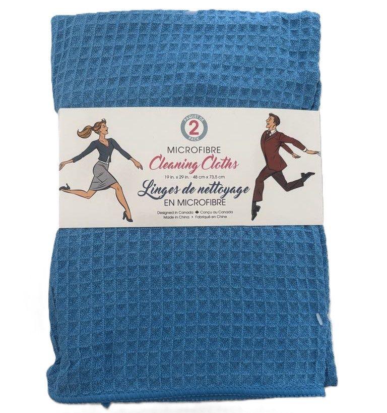 Linges de nettoyage en microfibre- Bleu/ Blanc