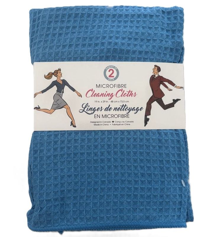 Linges de nettoyage en microfibre- Bleu/ Blanc