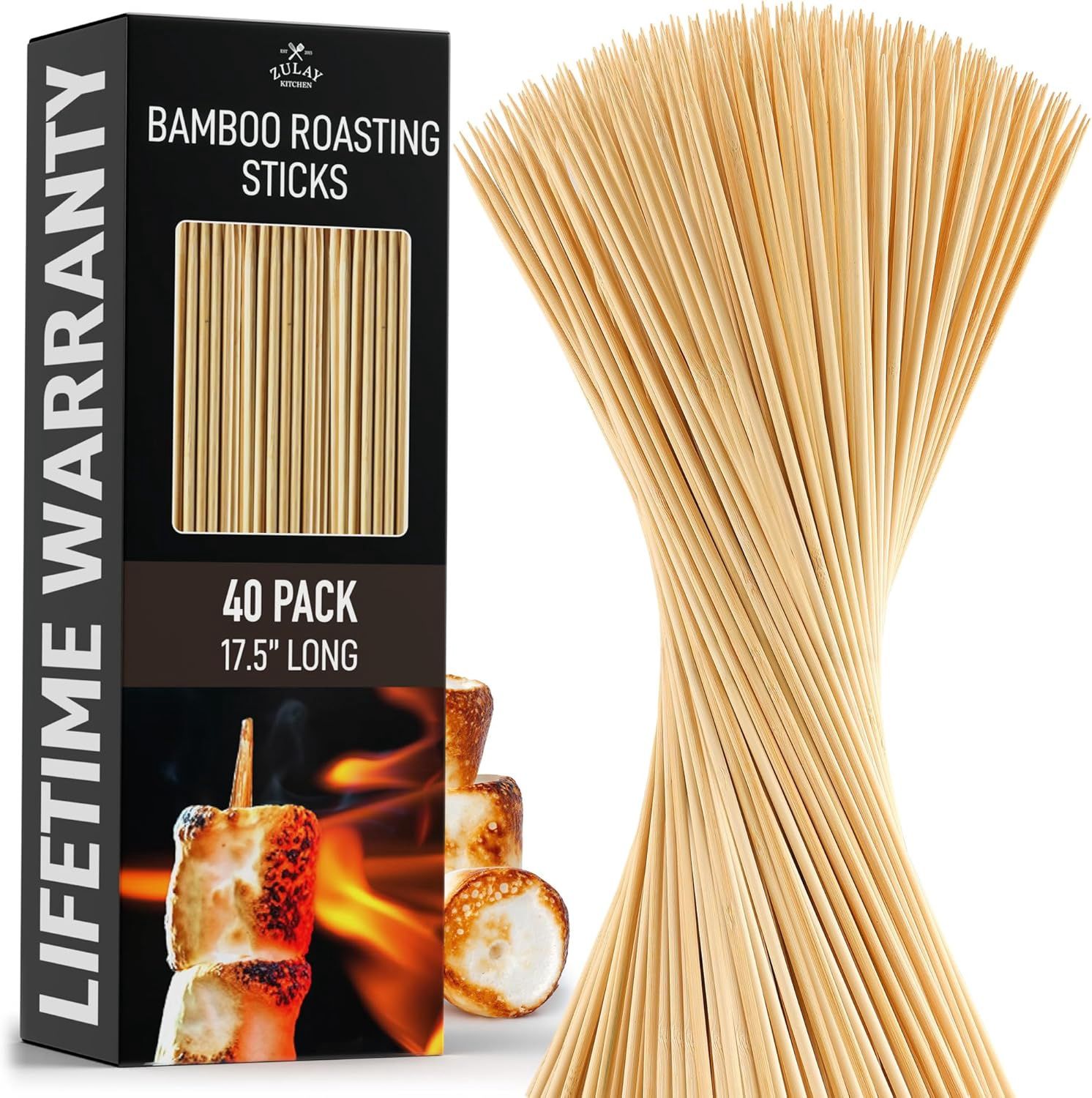 Lot de 40 brochettes à rôtir extra longues en bambou 5 mm