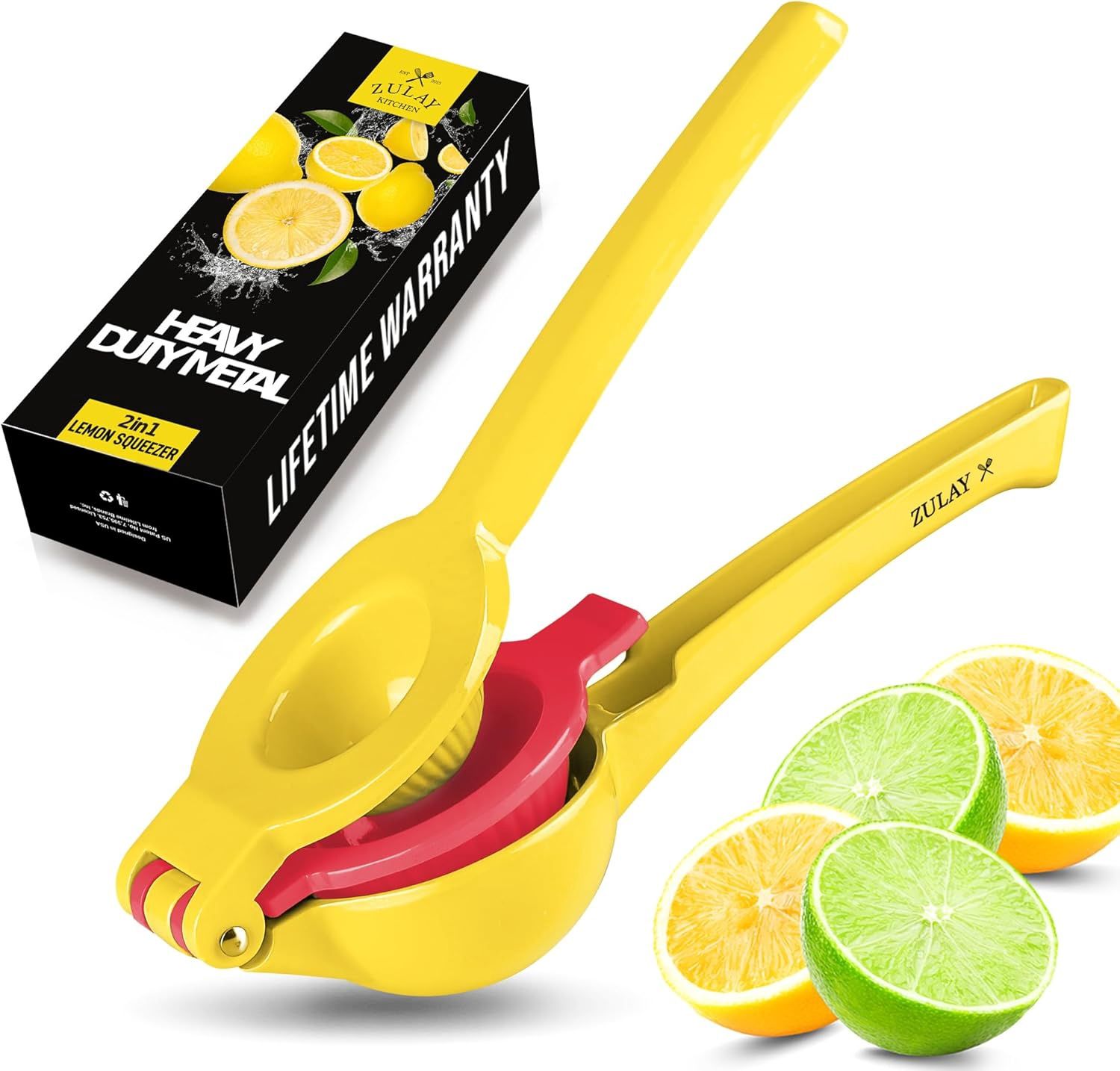 Presse-agrumes manuel en métal- Jaune &amp; Orange