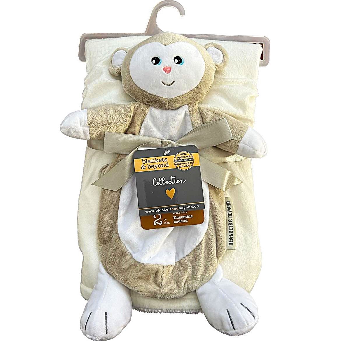 Ensemble couverture et doudou- Singe Crème