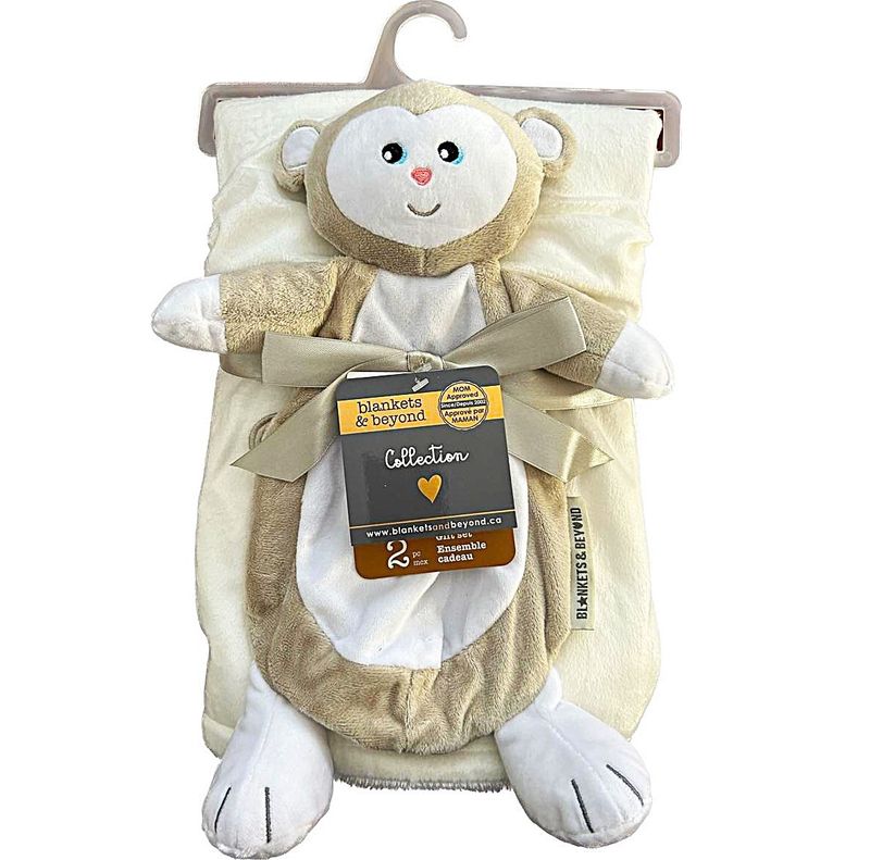 Ensemble couverture et doudou- Singe Crème