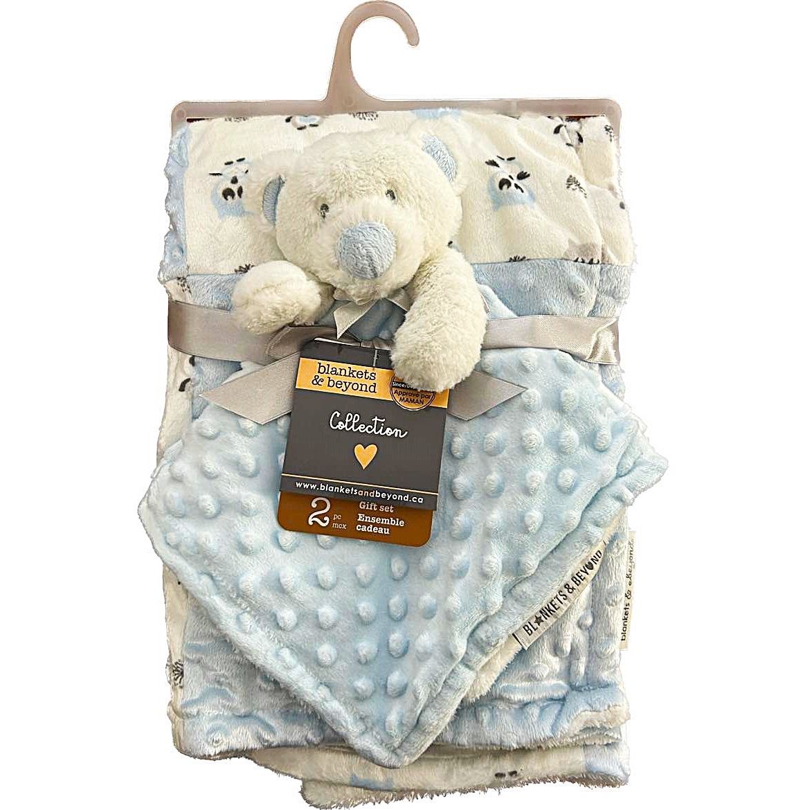 Ensemble couverture et doudou- Ourson et Hiboux