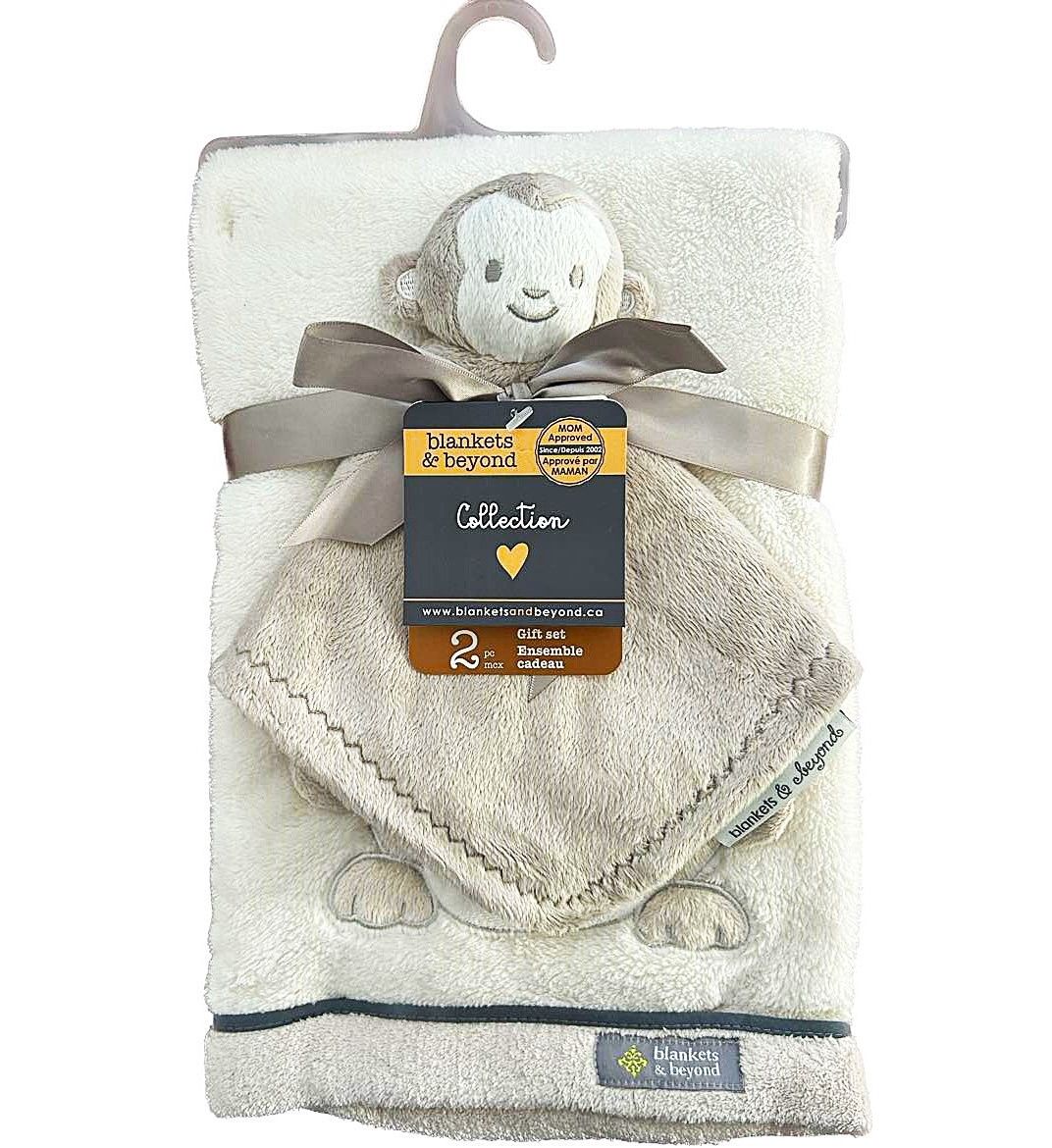 Ensemble couverture et doudou- Singe brun