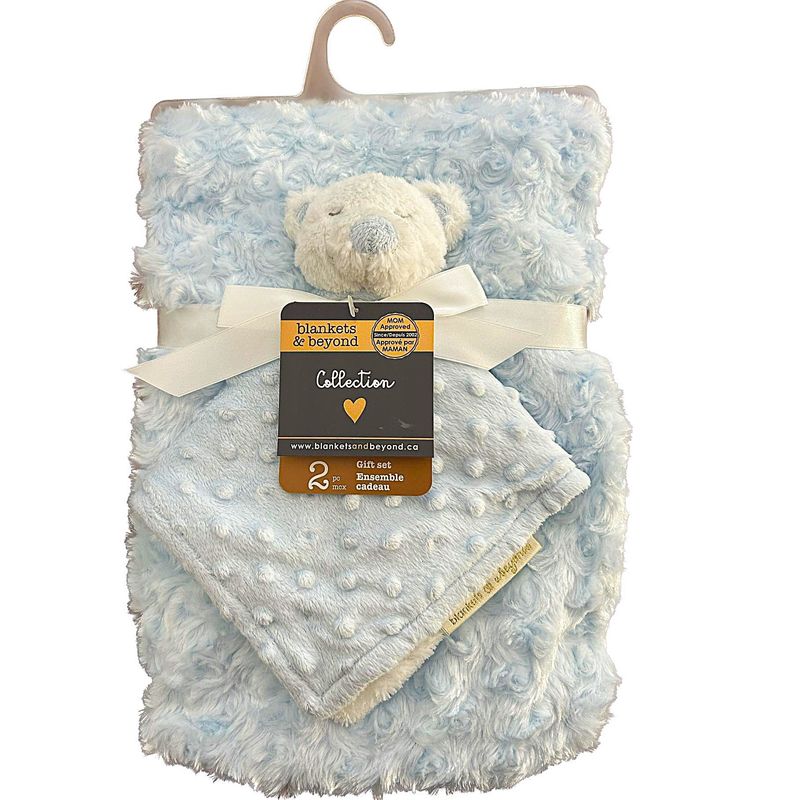 Ensemble couverture et doudou- Ourson bleu