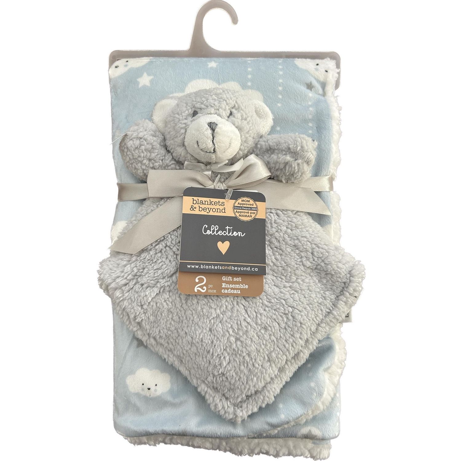 Ensemble couverture et doudou- ourson Gris
