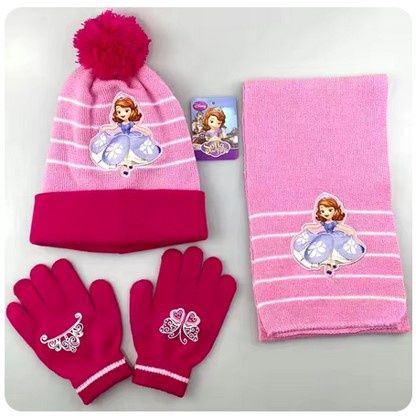 Trio tuque, mitaine et foulard Princesse Sofia