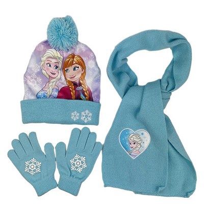 Trio tuque, mitaine et foulard- Reine des neiges- Bleu