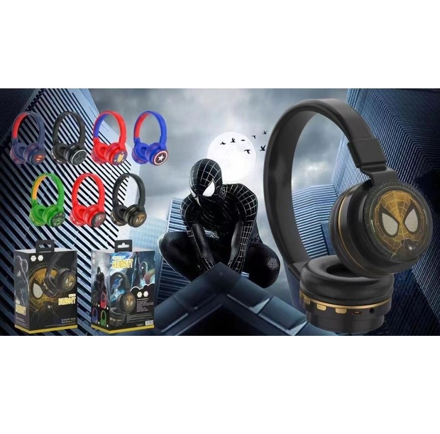 Casque Écouteur Bluetooth Super Héro (Black Spider)