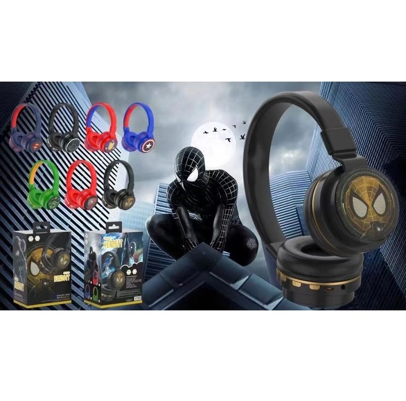 Casque Écouteur Bluetooth Super Héro (Black Spider)