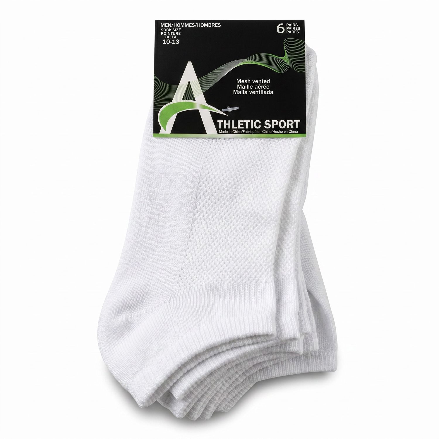 Bas court Grandeur 10 à 13, 6 Paires- Blanc