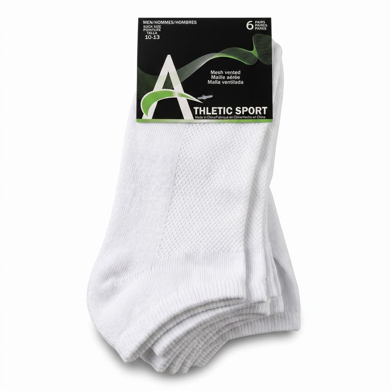 Bas court Grandeur 10 à 13, 6 Paires- Blanc