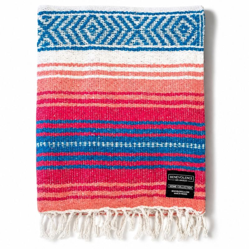 Couverture mexicaine tissée- Coral