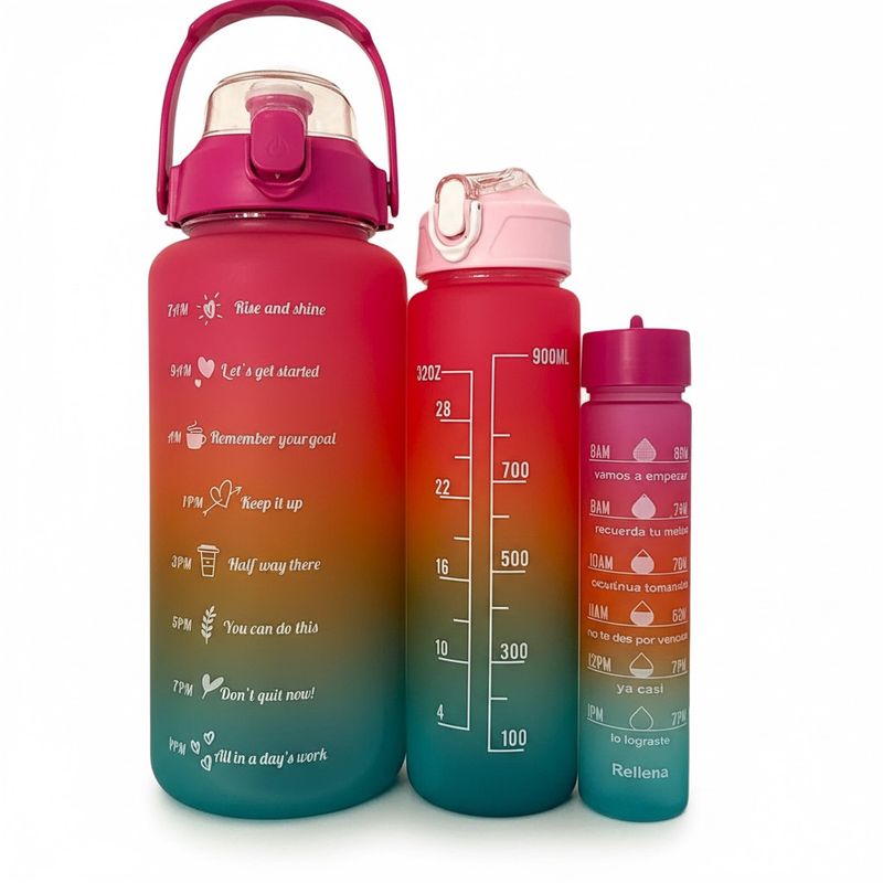 Trio de bouteille d'eau (Rose/ Turquoise)