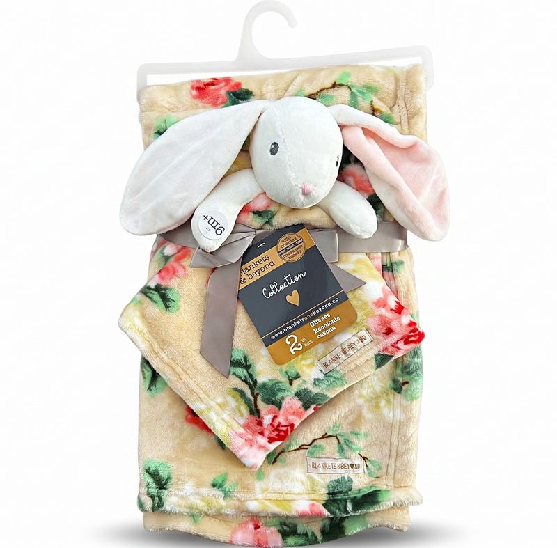 Ensemble couverture et toutou- Lapin Fleur