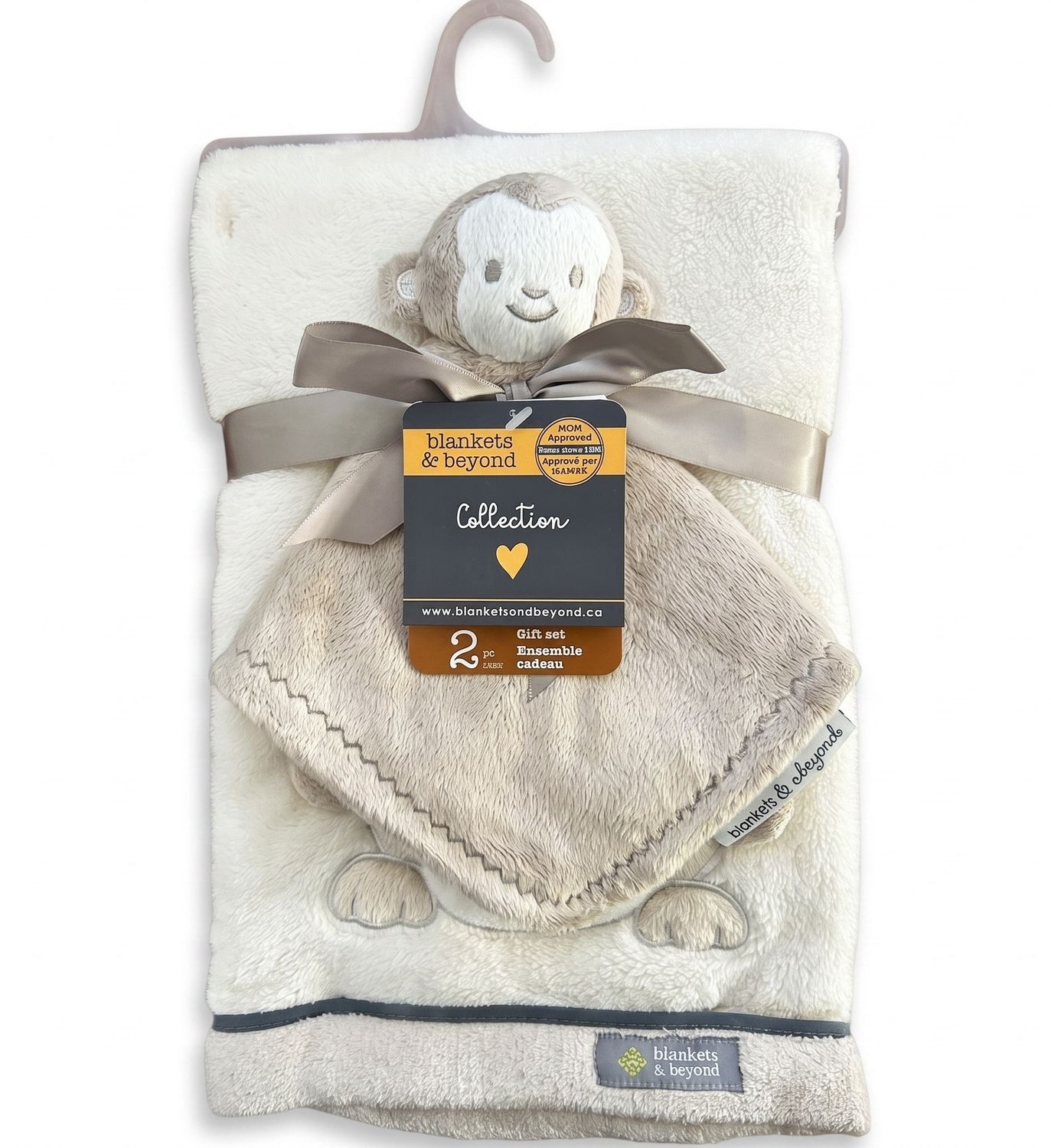 Ensemble couverture et doudou- Singe brun