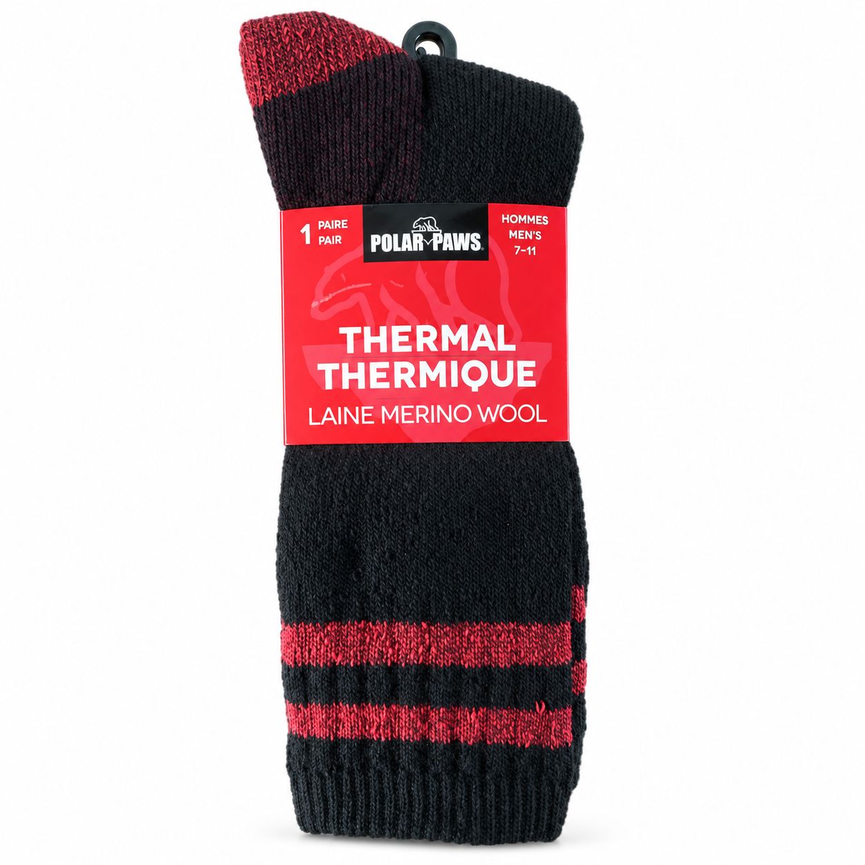 Bas de Merino Homme Noir/Rouge