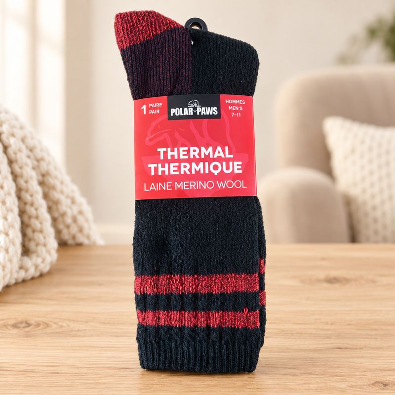 Bas de Merino Homme Noir/Rouge