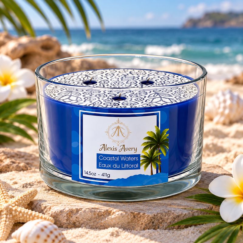 Bougie parfumée à 3 mèches - Eau du Littoral