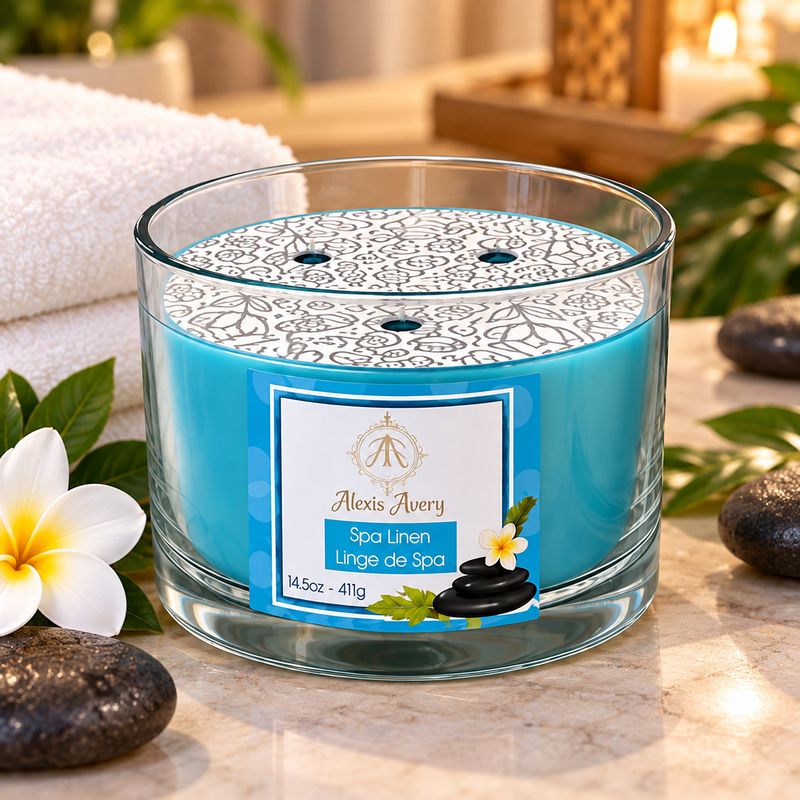 Bougie parfumée à 3 mèches - Linge de Spa