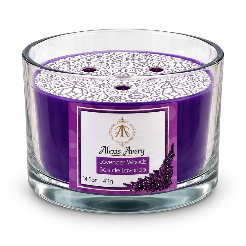 Bougie parfumée à 3 mèches- Bois de Lavande