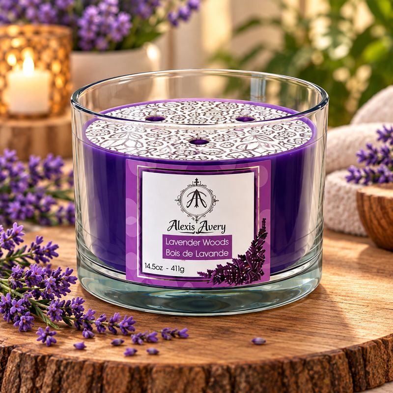 Bougie parfumée à 3 mèches- Bois de Lavande
