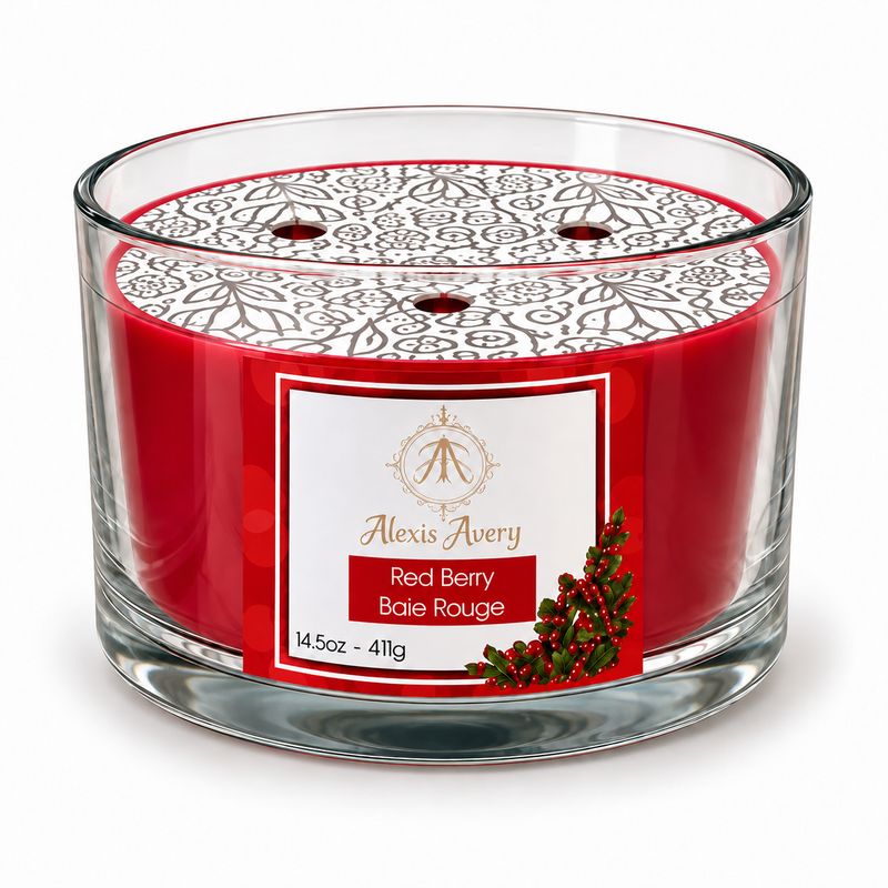 Bougie parfumée à 3 mèches - Baie Rouge