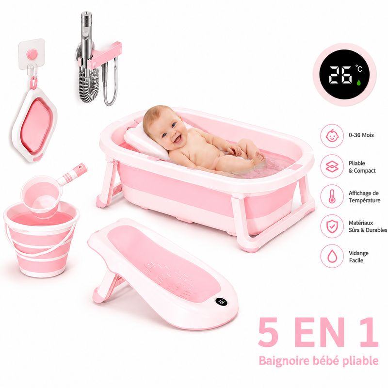 Baignoire bébé 5 en 1- Rose