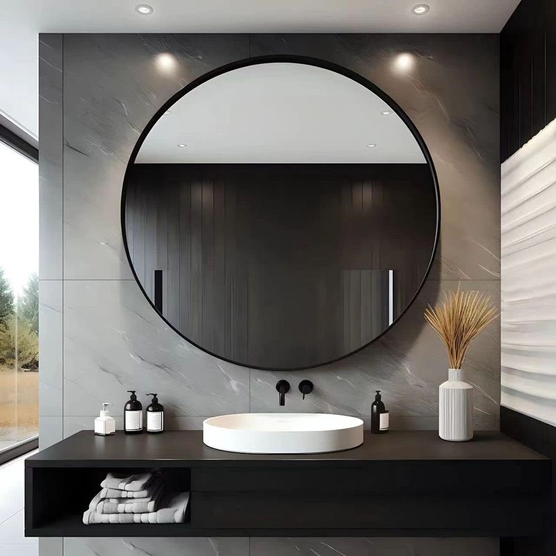 Miroir Oval Noir 30 pouce