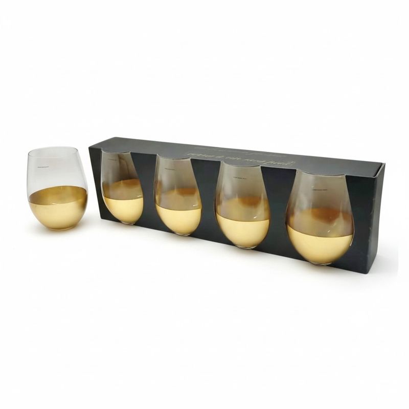 Ensemble de 4 verres sans pied avec finition dorée